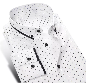 Camicie da uomo a maniche lunghe in cotone 100% a pois stampate da uomo di nuovo Design - Product Image 2