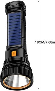 Lampe torche solaire portable ultra-lumineuse à LED en ABS, étanche, rechargeable par USB, portative avec une visibilité de 100-200 m - Product Image 3