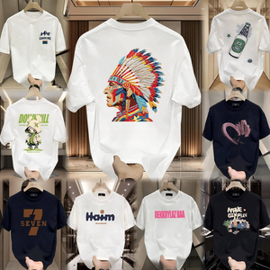 <span class=keywords><strong>เสื้อยืด</strong></span>ฮิปฮอปผู้ชาย คอเรียบ ผ้าคอตตอนนุ่มถัก 220gsm ลายตัวอักษร แขนสั้น ผ้าฝ้าย 100% ลดราคา ขายส่ง - Product Image 2