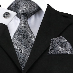 Corbata Negra de seda para hombre, diseño personalizado, tejido Jacquard, 100% - Product Image 1