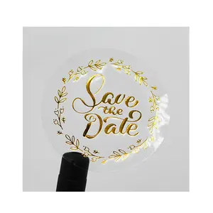 Wholesale Custom Self Adhesive Label Sticker Save The Date Gold Foil Stickers