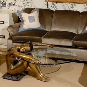 Table basse TREVI en bronze antique avec sculpture de femme pour la décoration de jardin - Product Image 2