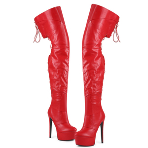 Big Size 47 Thick Platform Women Over the Knee High <b>Booties</b> Thigh High Back Lace up Cut Out Summer Long Boots Wide Fit Shoes - Product Image 5