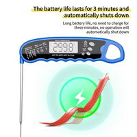 Thermomètre numérique pour barbecue avec écran LCD rétroéclairé grand format, sonde pliable en acier inoxydable 304, pour la cuisson de la viande, des aliments, des steaks, du café, du barbecue, usage domestique