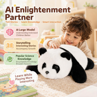 Peluche Panda IA Intelligente - Jouet Éducatif Interactif avec Musique/Vocalisation pour Enfants, Wi-Fi 4G, Fibre de Polyester, Effet Vison