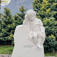 Pierre tombale en marbre blanc pour bébé, avec sculpture de château, pierre commémorative pour enfant, personnalisable, style européen, pour cimetière extérieur