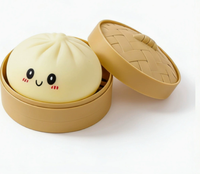Pâtes de décompression souples en TPR à presser, boules anti-stress scintillantes en forme de dumpling, boîte mystère de jouets sensoriels avec panier vapeur