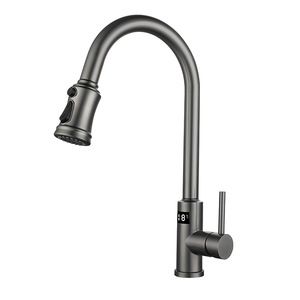 Kitchen Smart Touch Stainless Steel Gun Gray Single Handle Pull Out Spray Faucet <b>Deck</b> Mounted Contemporary Style - Product Image 3