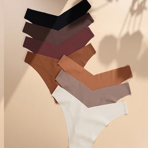 BOJIN culotte sans trace taille basse pour <span class=keywords><strong>femme</strong></span> XL soie glacée Tanga solide en forme de V sans couture t-back string confortable et type de taille - Product Image 1