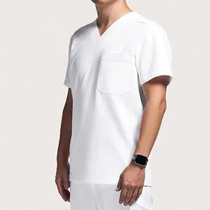 Fuyi-uniforme de Hospital unisex, uniforme escolar para guardería, color vino blanco, talla grande