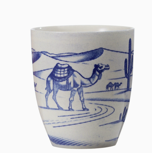 중동 스타일 유약칠 도자기 머그컵, 낙타/선인장 모래 예술 작품 세라믹 에스프레소 컵 - Product Image 6