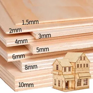 خشب الزيزفون 3 مللي متر بسعر الجملة من المصنع للنقش بالليزر لوحة قوالب الحور الحرفية قطع الليزر الخشب الرقائقي