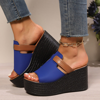 Nouvelles sandales compensées pour femmes style européen et américain 2025 – Chaussons d'été à bout ouvert grande taille à enfiler