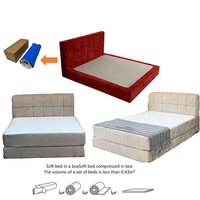 Lit King Size Compressé Facile à Assembler, Cadre Réglable Écologique, Matelas Doux, Design Moderne, Solution Gain de Place pour Chambre à Coucher