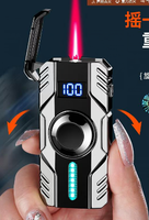 Briquet LED à commande vocale, rotatif, avec affichage du niveau de batterie, coupe-vent, électrique, avec gaz butane