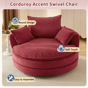 360 Swivel Convertible <b>Sofa</b> Chair Set 57.5" Square with Dual-layer Cushion Design 3 Removable Pillows Modern <b>Hotel</b> Use - Product Image 5