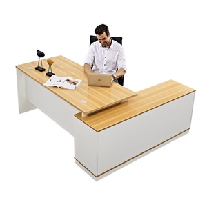 Panel Wood Style L-Shape Modern Executive <b>Desk</b> Office <b>Table</b> - Product Image 1