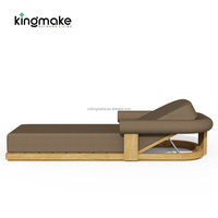 Chaise longue de jardin en teck massif moderne, résistante à l'eau, avec coussin, pour extérieur, plage, hôtel, piscine