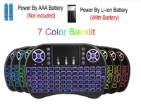 Clavier miniature I8 rétroéclairé 7 couleurs, batterie rechargeable, télécommande intelligente, souris sans fil 2,4G, clavier arabe russe pour boîtier TV