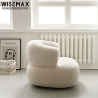 WISEMAX FURNITURE Mobilier de salon de décoration de luxe chaise d'appoint en fausse laine blanche chaise longue de loisirs occasionnelle en fourrure de mouton