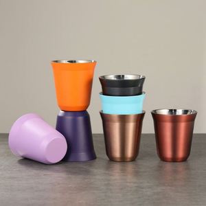 Mug à café expresso mini isotherme en acier inoxydable 304, imprimé OEM, moderne, incassable, avec logo personnalisé, double paroi thermique - Product Image 2