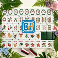 Ubin Mahjong Mewah Motif Natal Berlapis, Hadiah Pertemuan Liburan, Sisi Merah, Ubin Mahjong Hijau Berkilau