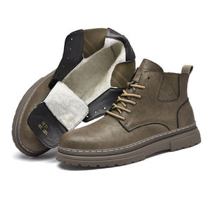 Haute qualité hommes <span class=keywords><strong>chaussures</strong></span> décontractées en plein air chaud hiver bottines randonnée plate-forme moto bottes de luxe en cuir véritable baskets - Product Image 3