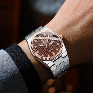 Orologio da <span class=keywords><strong>uomo</strong></span> ultrasottile UTHAI, orologio da polso al quarzo con cinturino in acciaio inossidabile, calendario luminoso, impermeabile, alla moda, con cassa intagliata, idea regalo - Product Image 3