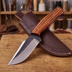 Couteau de chasse à lame fixe en acier 1095 forgé à la main, tranchant comme un rasoir, manche en bois de rose, couteau de survie moderne pour le camping, OEM - Product Image 3