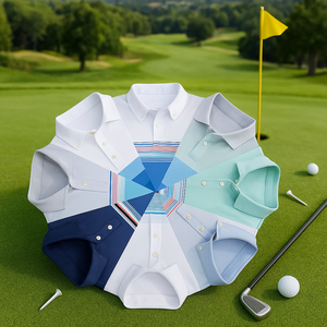 Logotipo personalizado de lujo de alta calidad atlético de poliéster Spandex Hombres Ropa Fabricante Rayas Corporativo Golf Camisetas Polos - Product Image 2