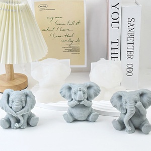 Juego de moldes de silicona de elefante creativo lindo molde de <span class=keywords><strong>cera</strong></span> de animales para DIY vela perfumada resina arte fabricación de jabón para el hogar regalos fiesta - Product Image 3