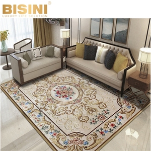 Style français Villa <span class=keywords><strong>Beige</strong></span> fait à la main zone florale <span class=keywords><strong>tapis</strong></span> et <span class=keywords><strong>tapis</strong></span> haute pile touffeté à la main laine épaisse résistance à l'usure conception sculptée - Product Image 2