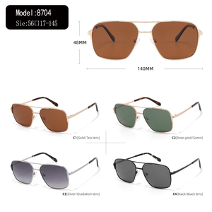 Gafas de Sol Rectangulares Estilo Piloto, Montura Metálica Completa, Lentes Marrones, Protección UV400, Unisex para Adultos - Product Image 3