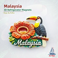Autocollant magnétique 3D pour réfrigérateur « L'âme poétique d'une personne chinoise » avec toucan malaisien - Article de décoration magnétique pour la maison