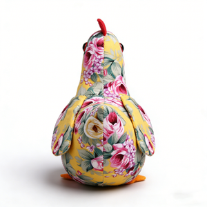 Floral Print Chicken Plush Toy Yellow Pink Roses Pattern Soft Stuffed Animal 11CM-30CM Unisex <b>Kids</b> Gift - Product Image 3