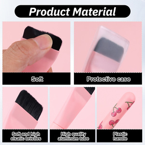 Ultra Thin Flat Foundation Brush Nylon Bristles Cherry Print Handle Concealer Detail Blending Tool - Product Image 3