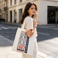 Sac fourre-tout en toile blanche imprimé sur mesure, sac de courses réutilisable en coton, sac cadeau promotionnel pour les campagnes d'entreprise
