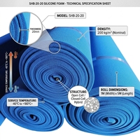 Feuille de mousse de silicone à cellules ouvertes bleue de 20 mm d'épaisseur, rouleau de 1 m x 5 m, tapis en caoutchouc moussé extra épais pour table à repasser et presse à chaud