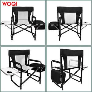 Chaise de camping portable Woqi avec sac isotherme et rangement en filet, structure pliable en aluminium, chaise de jardin noire - Product Image 5