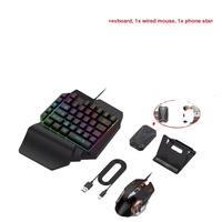 Keyboard dan Mouse Gaming 4 in 1 Satu Tangan dengan Lampu Latar Nirkabel BT Game Converter untuk Android IOS FPS Ponsel