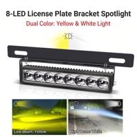Éclairage de plaque d'immatriculation LED à 8 lentilles, blanc, faisceau haut/bas, projecteur avec support de montage pour véhicule