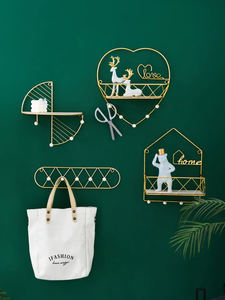 Décoratif or en forme de coeur en métal fixé au mur de fil multi étagères flottantes avec boule en <span class=keywords><strong>bois</strong></span> crochets pour l'affichage - Product Image 5