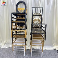 Chaise de banquet empilable en résine PP dorée, style Chiavari, pour mariage, événement, fête, hôtel, vente en gros