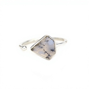 Anillo de Plata de Ley 925 con Ópalo Dendrítico, Corte Diamante, 10x10mm, para Mujer, Anillo de Boda, Nueva Llegada - Product Image 1