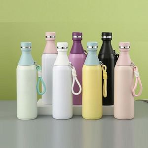 Botella de Agua Deportiva Portátil de Acero Inoxidable 304 de 20oz, Boca Pequeña, Desmontable, con Cuerda, para Exteriores - Product Image 2