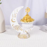 Encensoir en résine inspiré de l'Arabie, en forme de croissant de lune, pour Oud et Bakhoor, avec motif lanterne étoilée en relief, 2 couleurs, pour table de Ramadan, vente en gros