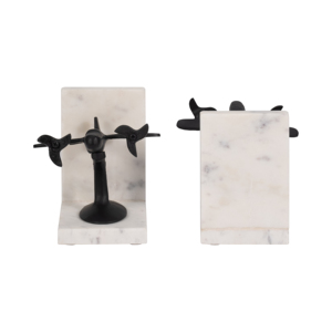 Fermalibri a forma di aeroplano in metallo su base in marmo, decorazione moderna per la casa, la libreria o il tavolo d'ingresso, divertenti fermalibri. - Product Image 5