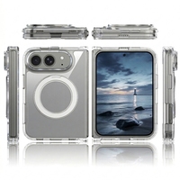 Étui de téléphone magnétique pliable transparent 2-en-1 avec support pivotant à 360° intégré, moulage par injection TPU, pour iPhone 18