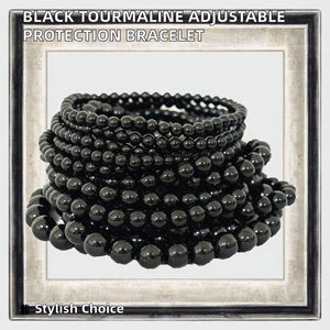 Bracelet en tourmaline noire polie, thème amour, pour hommes, garçons, réglable, perles de cristal naturel, élastique, pierre de protection, cadeau pour enfants et adolescents - Product Image 2