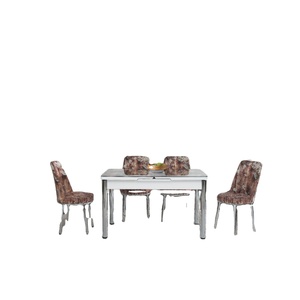 Juego de mesa de comedor de estilo europeo moderno de Ibiza, 4-6 sillas expandibles, superventas, muebles de comedor de Hotel, mesa de cristal de lujo - Product Image 1
